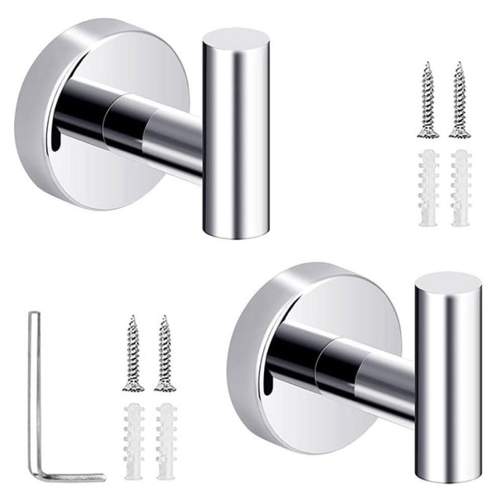 2 ganchos para toallas de baño, percheros de acero inoxidable 304 para colgar en la pared, ganchos de pared resistentes, 8 unidades