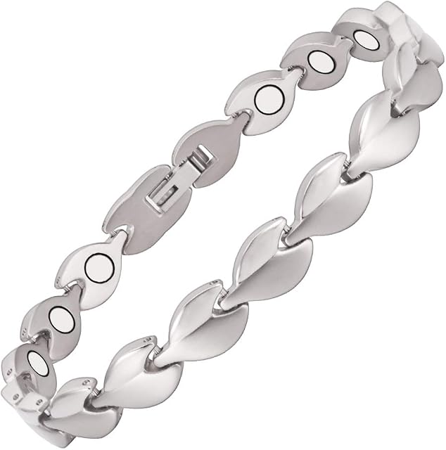 Titanium Magnetic Anklet Ankle Bracelet for Women with Magnets Jewelry (silver)