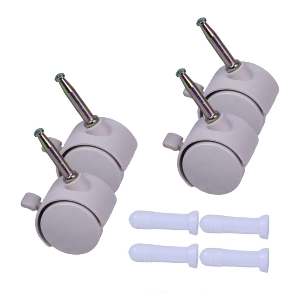 Muebles de Nailon para Cuna,Ruedas giratorias silenciosas con Frenos,diseño de Ruedas Dobles,Ruedas de Repuesto,Varilla de Montaje de 7,4 mm,con Manguito de Montaje,para Cama de niños con ca