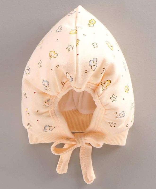 Image of Printed Soft Cotton Cap for New Born Baby Boys & Girls Tie Knot Caps for Infants Topi | Pack of 3