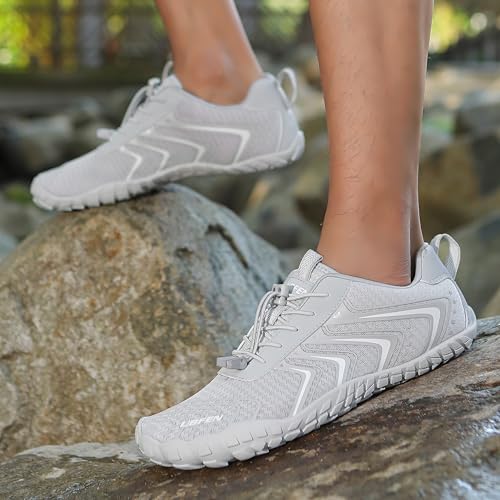 Image of UBFEN Water Shoes for Men Women Quick Dry Swim Aqua Socks | Lightweight Barefoot-style Fit, Rubber Sole, Hiking, Fishing, Kayaking, Beach, Pool, Boating, Diving And Water-to-land Wear