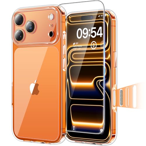 Image of TAURI for iPhone 17 Pro Max Case, with Camera Control, Clear | with Screen Protector, Not-Yellowing Military-Grade Protection, Shockproof Slim Magnetic Case for iPhone 17 ProMax