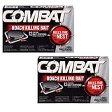 Combat Roach Killing Bait Stations for Small & Large Roaches, 12 Count - 2-Pack