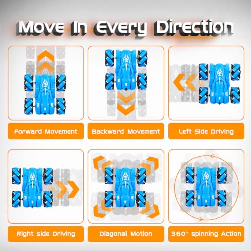 Image of Amazon Brand - Jam & Honey Remote Control Drift Stunt Car Toy | 4x4 RC Car for Kids & Adult | High Speed Racing Car | Omni-Directional Wheels | 360 Rotation | RGB Lights Music | Blue