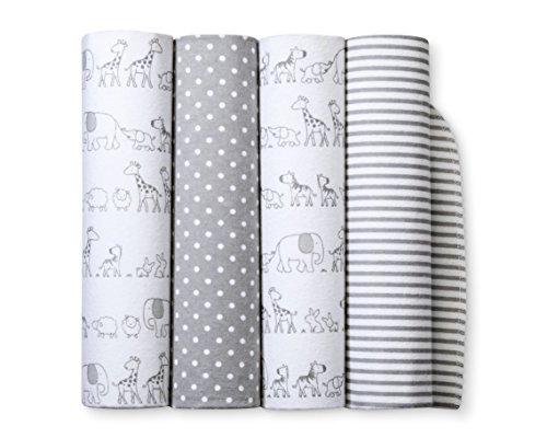 Image of Flannel Receiving Baby Blankets Two by Two 4pack - Cloud Island - Gray, 30 inches L x 30 inches W