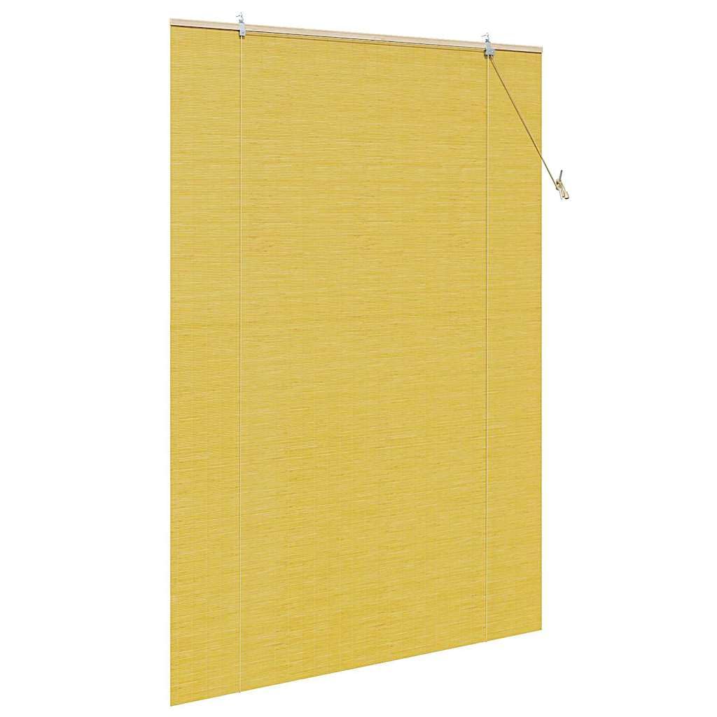 Estor enrollable de bambú amarillo, 150 x 220 cm, resistente a los rayos UV, filtro de luz, montaje versátil, ideal para proteger la privacidad del salón, dormitorio, cocina, con diseño de