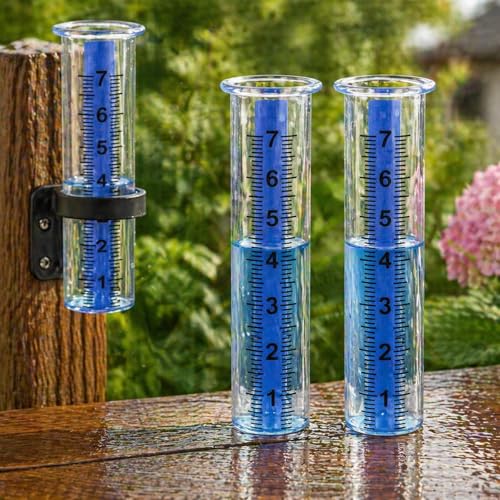 BinaryABC 2PCS Plastic Rain Gauge Replacement Tube 8.3 Inch Transparent Outdoor Rain Meter Tubes for Lawn Garden Yard Home