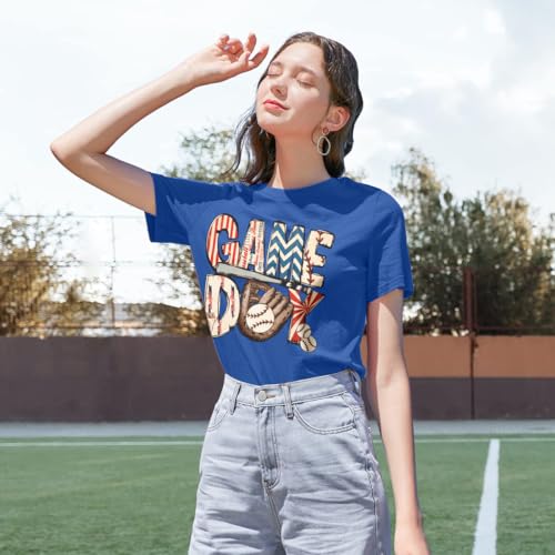 Game Day Tshirt Woman Sunday Funday Shirts Vintage Football Shirt Funny Baseball Graphic Tee Tops4
