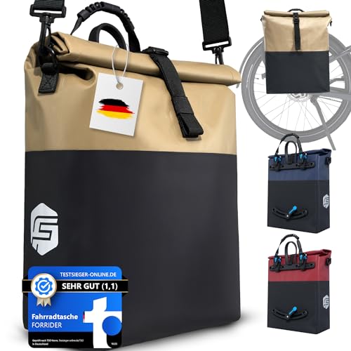 Forrider Fahrradtasche E-Bike & Fahrrad Tasche wasserdicht 22L für Gepäckträger mit Schultergurt & Reflektoren | Fahrrad Gepäckträgertasche