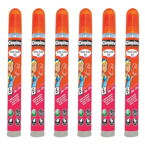 CLÉOPÂTRE Lot de 6 Stylos Colle transparente Gel en 20 gr