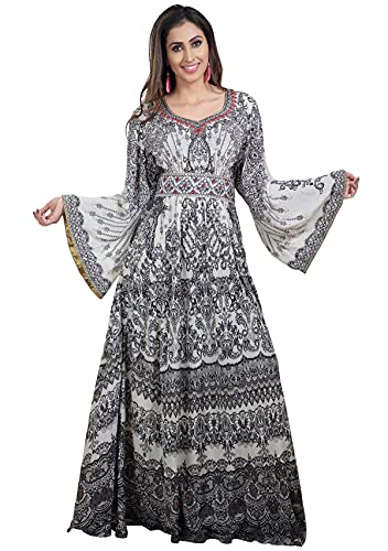 MaximCreation Digital Print Maxi Abaya for Women Regular to Plus Size Geometric Design Party Gown (XL)