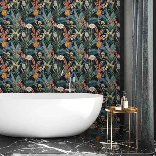 Floral Wallpaper Peel and Stick, Orange/Green Boho Contact Paper, Vintage Botanical Flower Dark Wall Paper Mural Self Adhesive Removable Waterproof for Bedroom Shelve Cabinet Drawer Decor 17.5" x 118" Floral Wallpaper Peel and Stick, Orange/Green Boho Contact Paper, Vintage Botanical Flower Dark Wall Paper Mural Self Adhesive Removable Waterproof for Bedroom Shelve Cabinet Drawer Decor 17.5" x 118"