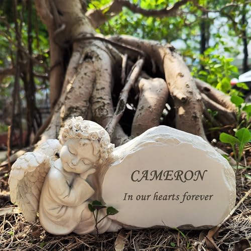 Generisch Personalisierte Gedenkgarten Engel Steine graviert mit jeder Nachricht für benutzerdefinierte Grabsteine Friedhof Marker Memorial Geschenke Symapthy Geschenke im Freien