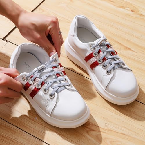Widamin 6 Paar elastische Schnürsenkel mit Metallverschluss No Tie Shoelaces, Faule Schnürsenkel Ohne Binden für Kinder und Erwachsene（flach Schwarz）