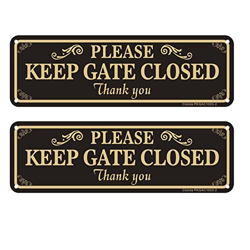 2 Pack Please Keep Gate Closed Sign 10 x 3 Inches Rust Free Aluminum Metal Warning Sign UV Resistant Scratch Waterproof and Weatherproof Indoor/Outdoor Use. Easy to Mount