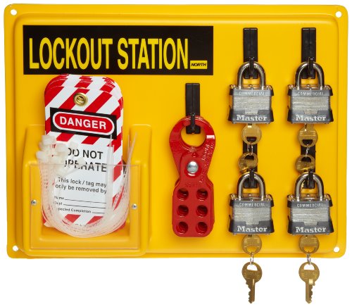 Station de cadenas North Safety jaune avec 10 cadenas de consignation