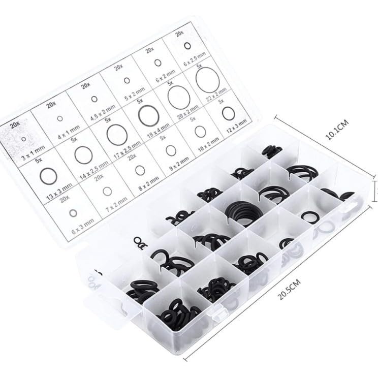 Image of Preptep O-Ring Assortment Kit 18 Sizes 225 Pcs Rubber O-Rings for Automotive, Plumbing, Faucet, Air & Gas Connections