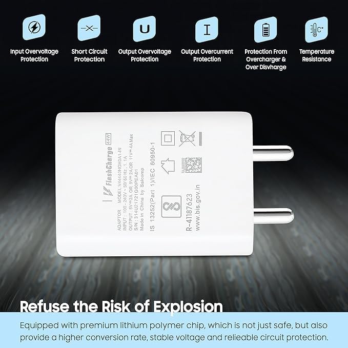 Image of Vivo 44w Original Flash-Charger USB-A Adapter Compatible For Vivo V25 5G /V23 5G /V23 E 5G /V23PRO 5G /V21 /V21 PRO /IQOO Z6 /Z6 LITE 5G /V20 PRO /V20 /Y35 /Y75 /Y73 /V25 /V23 /V325E /V19 /T144W(44w Adapter)