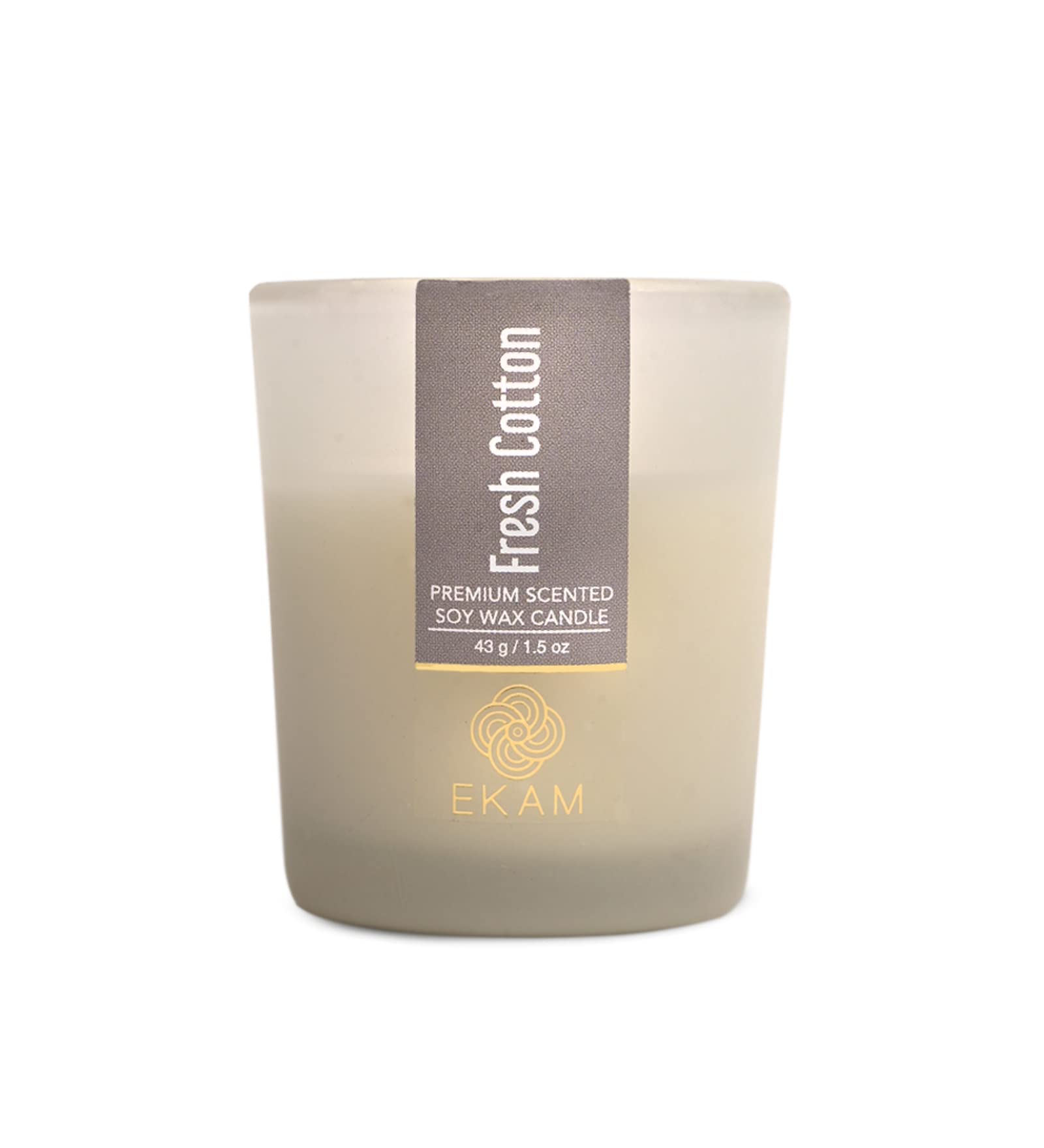 EKAM Fresh Cotton Shot Glass Soy Wax Scented Candle, 40 Grams, 10 Hours Burn Time| Long Lasting Premium Candles | Ideal for Home Décor | Gifting & Aromatherapy