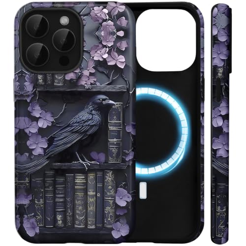 Amzfield for iPhone 15 Pro Max Case for MagSafe Halloween Raven Case