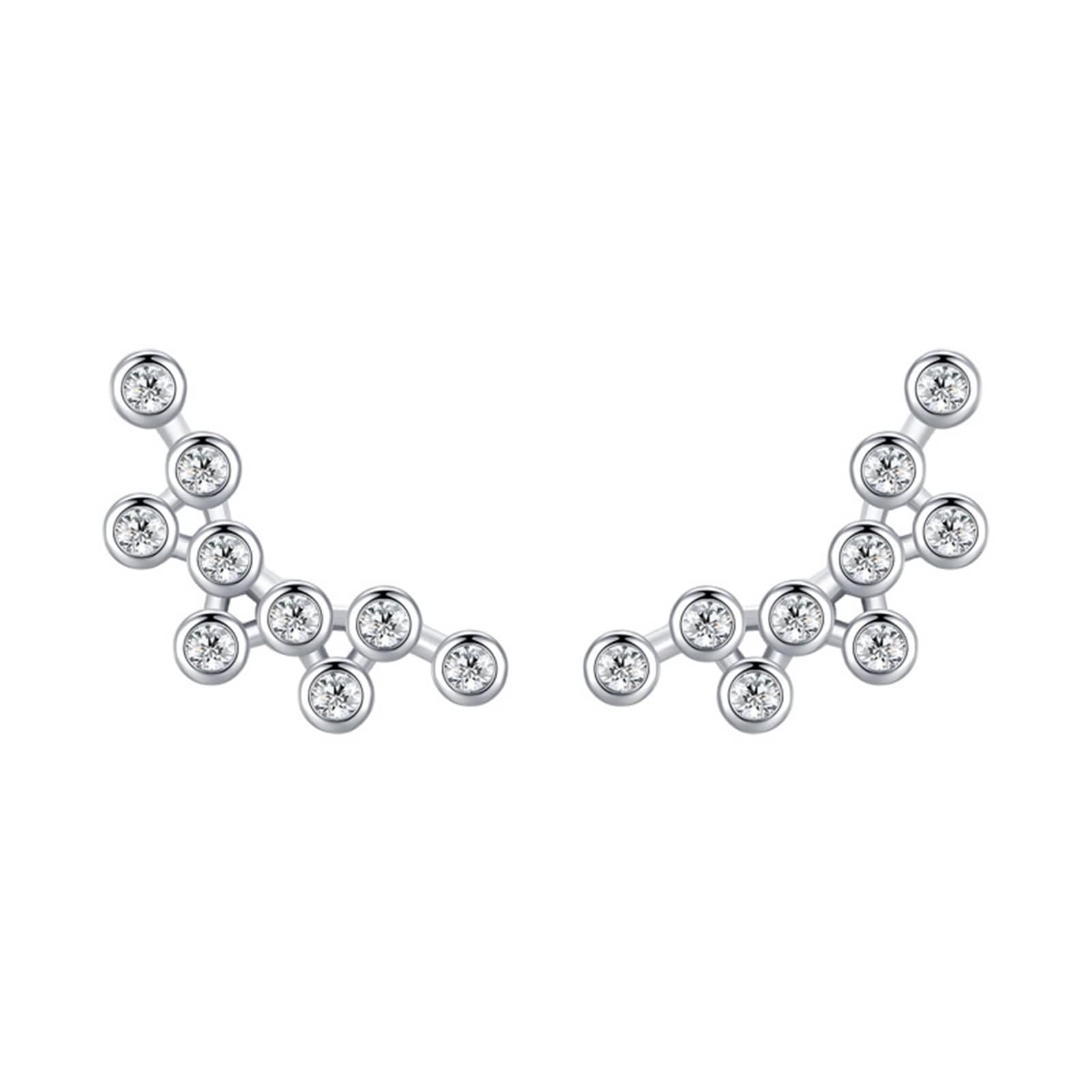 Orecchini da donna in argento con zirconi, moderni, geometrici, in argento sterling