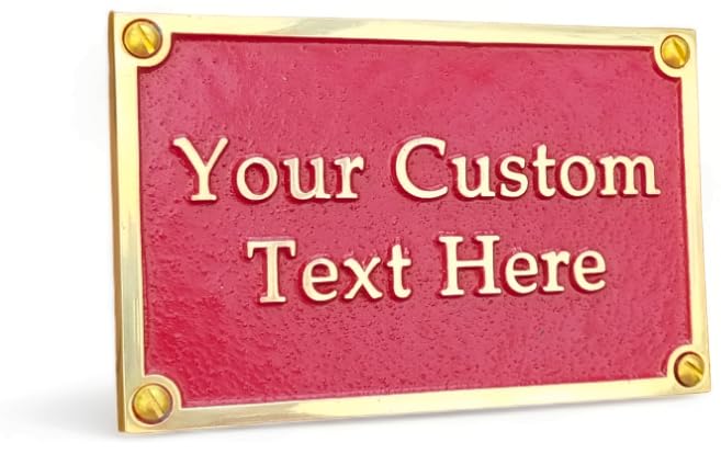 The Metal Foundry Personalised Solid Brass Plaque sign Large 10" x 6" Rectangle - Your Custom Message Handmade In England