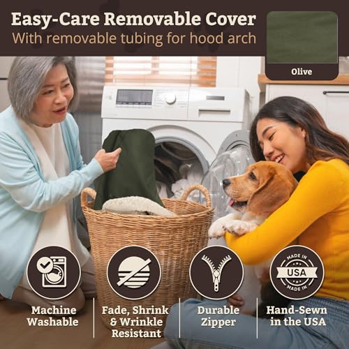 Image of Snoozer Rectangle Cozy Cave Dog Bed, Hooded Dog Bed, Olive (M)