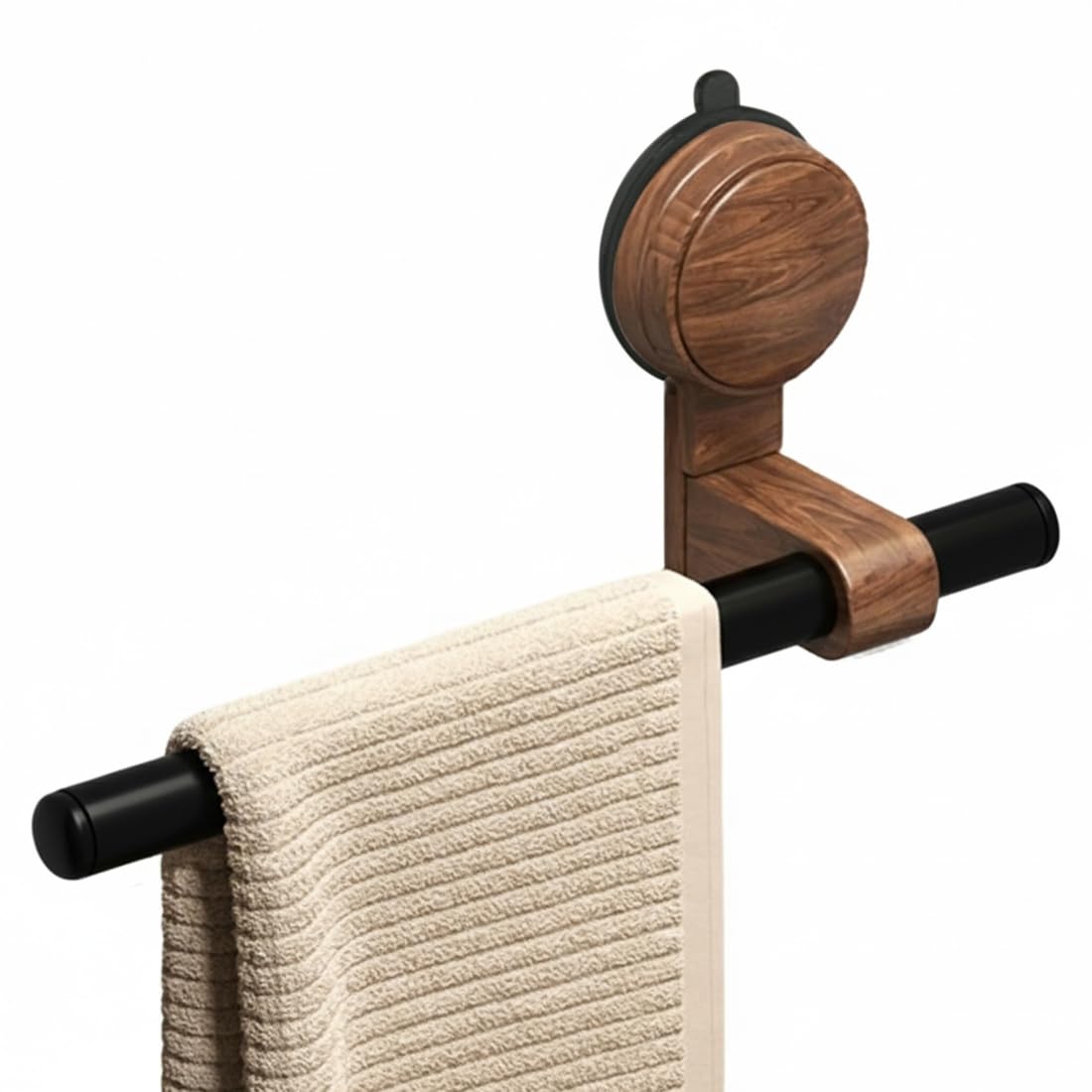 IJSDNVJNDX Vintage Walnut Wood Towel Rack with Suction Cups - No Drilling Required for Bathroom or Shower