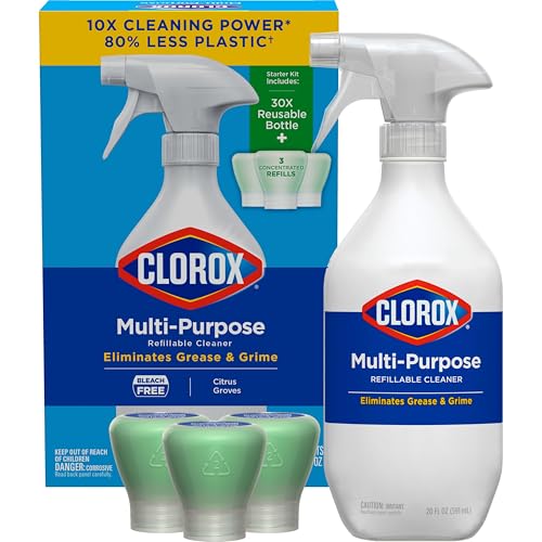 Clorox Multi-Purpose Spray Starter Kit 3x1.125fo, Household Essentials, Concentrated Refill