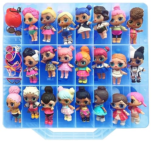 HOME4 Blue Double Sided Storage Container, No BPA, Organizer Case, 48 Compartments, Compatible with Dolls LOL lils, Pets, Surprise Tiny Toys, Shopkins, Accessories, Beads, Crafts