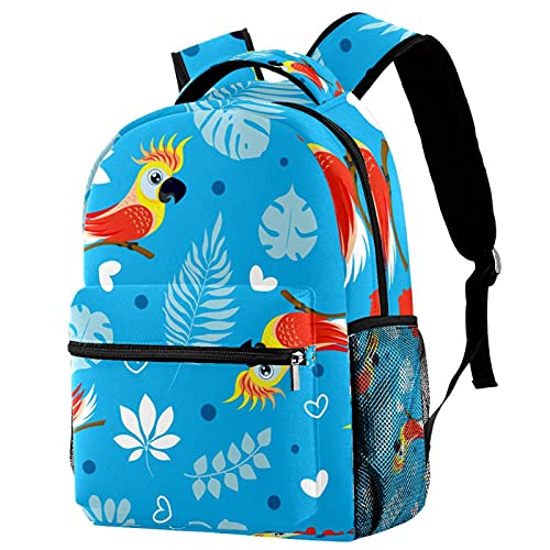 Sac à dos de voyage bleu avec motif feuilles pour filles et garçons