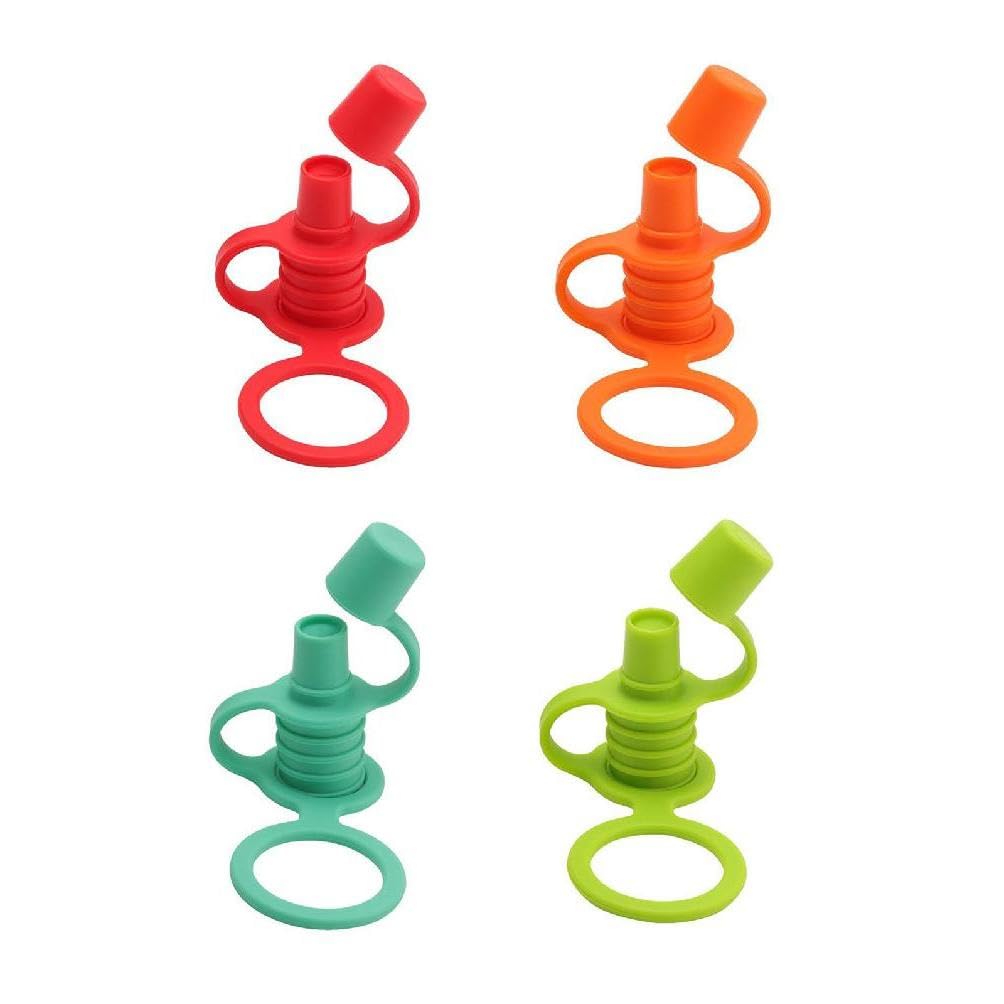 QRONCES 4Pcs Water Bottle Adapter Protects Kids Adult Mouth Portable Silicone Bottle Cap Leak Proof Bottles Top Spout Adapter Water Bottle Cap Protects Kids Mouth Nospill