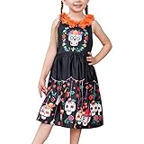 Girls Dress Skull Mexican Day of Dead Spanish Lady Carnival Festival Size 6 Black
