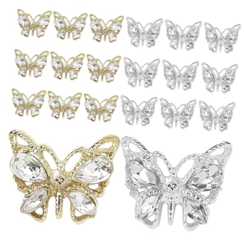 WOFASHPURET 20Pcs Butterfly Nail Charms Cute Nail Art Decorations for Women Easy to Apply Nail Charms for DIY Nail Designs and Professional Manicure Supplies