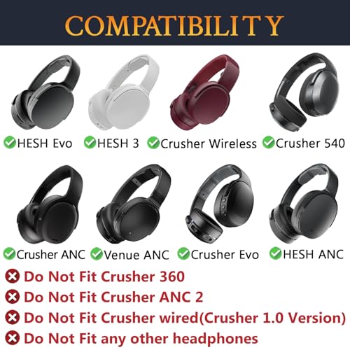 SOULWIT Wymienne nauszniki chłodzące do Skullcandy Hesh 3/ANC/Evo i Crusher Wireless/540/ANC/Evo i Venue ANC nausznych słuchawek, z jedwabną tkaniną lodową