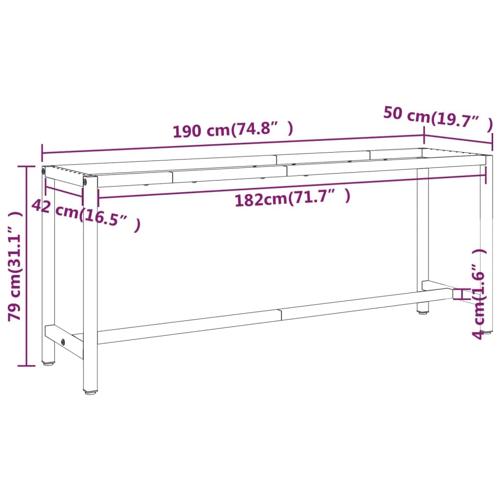 Generic Metalowa Rama Stołu Warsztatowego Czarno-czerwony stół Warsztatowy do Warsztatu Garażowego (80 X 57 X 79 cm) (190 x 50 x 79 cm)