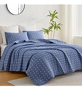 ENJOHOS 100% Cotton Oversized King Bedspread, Blue California King Size Quilt Set for All Season,...
