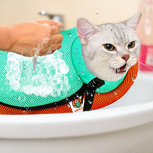 AWOOF Bolsa de cuidados para gatos, bolsa de banho ajustável para gatos, bolsa de retenção antiarran