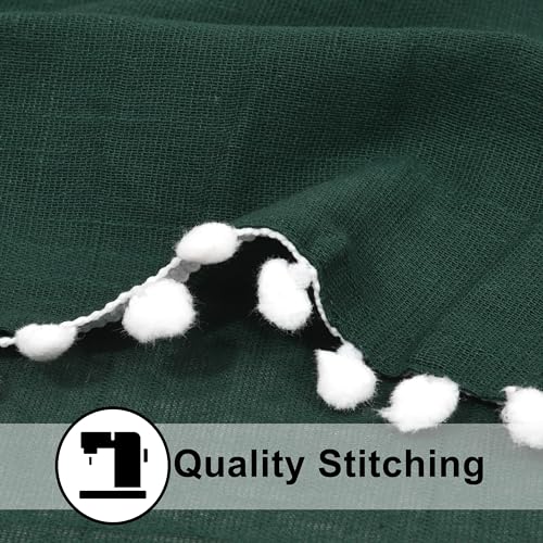 Image of THE LINEN COMPANY Cotton Linen Solid Curtain Set with Eyelet Rings (Sea Green, Door- 7.5 Feet)