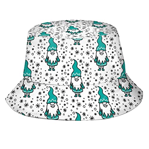 Christmas Gnomes Bucket Hat Packable Sun Hat Outdoor Fishing Hat Cap for Men Women Teens Kids