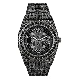 Reloj octágono de lujo para hombre de 43 mm totalmente helado, deslumbrantes diamantes de imitación, movimiento de cuarzo, esfera negra