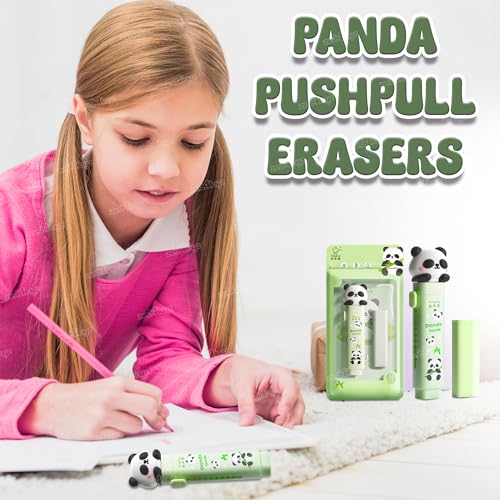 Image of Zest 4 Toyz Eraser for Kids School | Panda Push Pull Pencil Eraser Rubber for Kids Stationary Set | Stationary Set for School Birthday Gifts for Girls & Boys (Pack of 2)