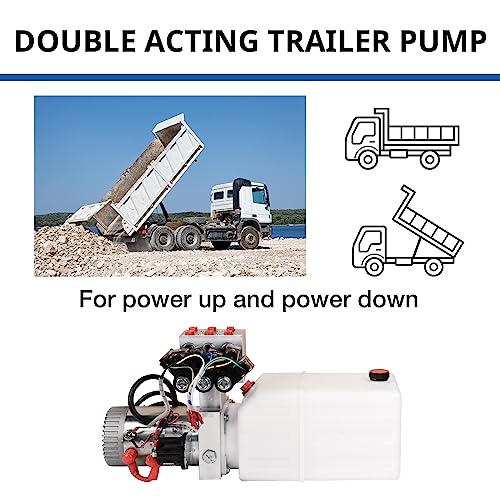 Image of Hydraulic Pump 6 Way 6 Quart Hydraulic Power Unit 1.6-3KW Hydraulic Lift DC 12V 3200 PSI Double Phase Electric Hydraulic Car Lift Pump for Car Lifting Platforms