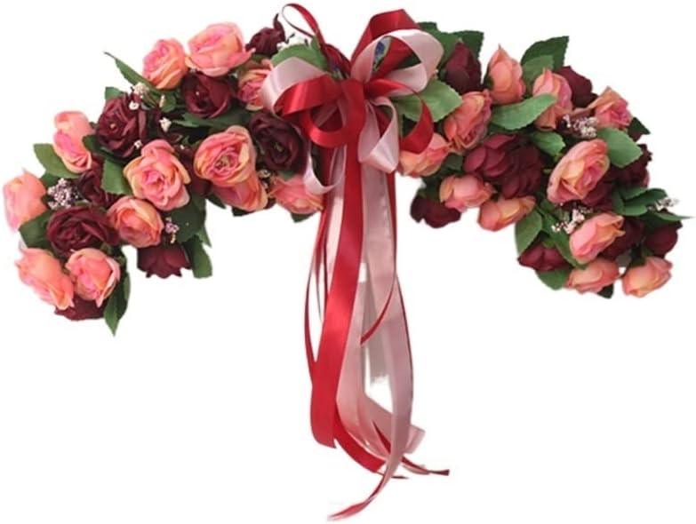 Claret 模造フラワー リース ドア 装飾 ドア 吊り下げ リンテル フラワー デコレーション リース (D 50cm)