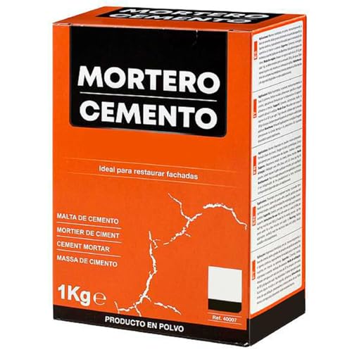 Tradineur - Mortero cemento en polvo, restauración de superficies, reparación de suelos, muros, uso interior y exterior, albañilería, fabricado en España - 1 kg