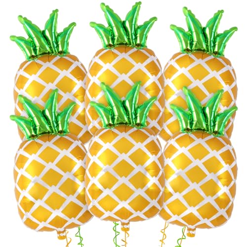 Image of 6 Pcs Pineapple Balloons, 29 Inch Pineapple Foil Balloons, Large Fruit Mylar Balloon for Summer Themed Party Birthday Baby Shower Decorations