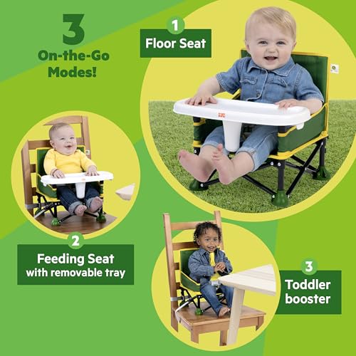 Bright Starts John Deere Pop 'N Sit Portable Booster Chair, Floor Seat, Indoor/Outdoor Use, Compact Fold, Green and Yellow, 6 Mos - 3 Yrs by Bright Starts - Image 4