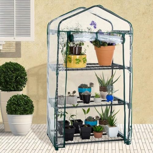 Easy Shopping® 3 Tier Mini Greenhouse Frame PVC Plastic Outdoor Garden Steel Frame Plants Seed Seedling Flower Herb Fruit Vegetable Salad Grow House