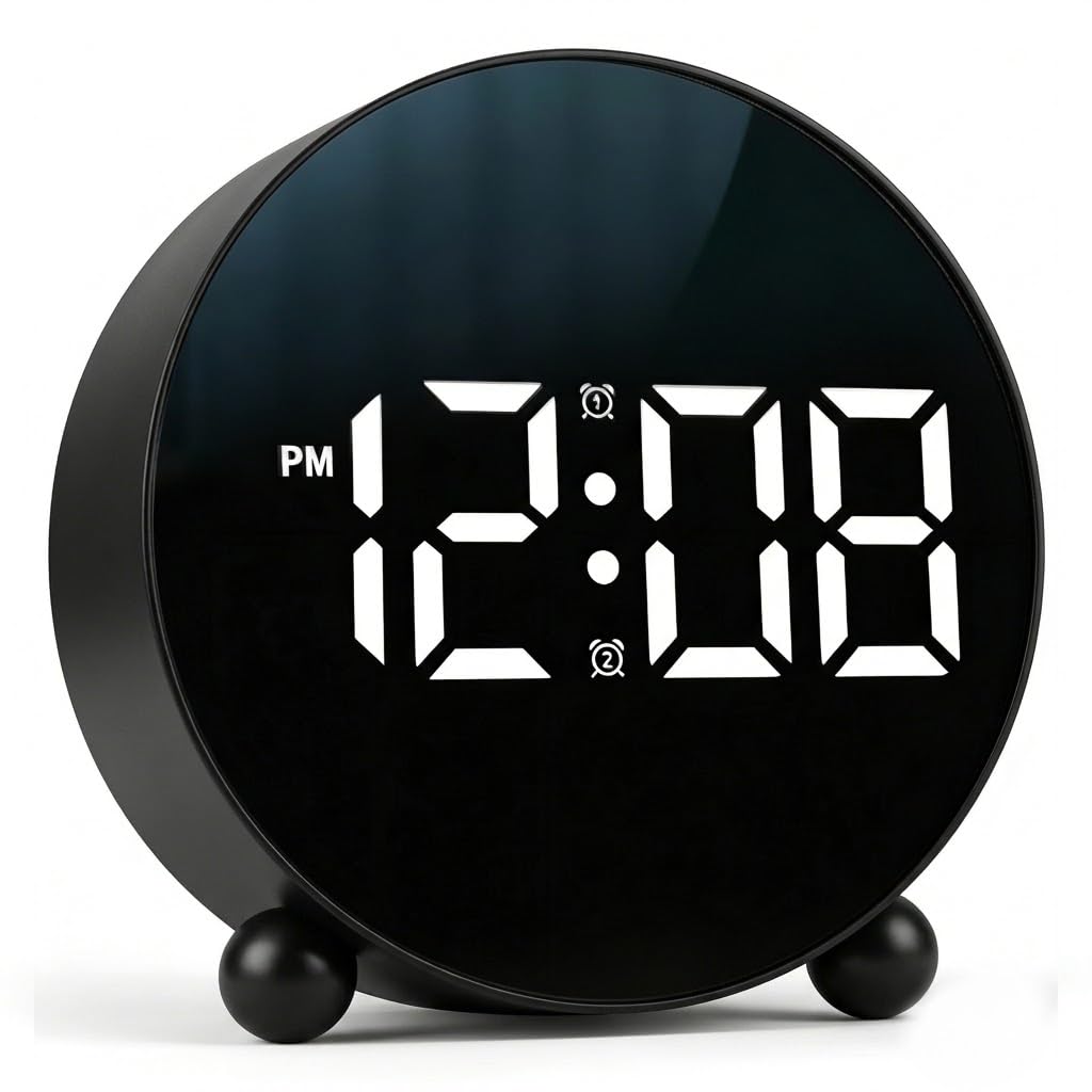 Linlinwill Digital Alarm Clock with LED Display, Battery/USB Powered Alarm Clock Besides with Snooze (Black)