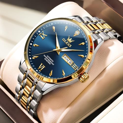Image of OLEVS Automatic Mens Watches Self Winding Mechanical Business Luxury Dress Wrist Watch Stainless Steel Waterproof Luminous Day Date